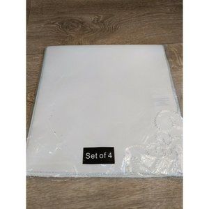 Lancelot White Scalloped Edge Embroidered 20x20 Set of 4 Napkins Sam Hedaya